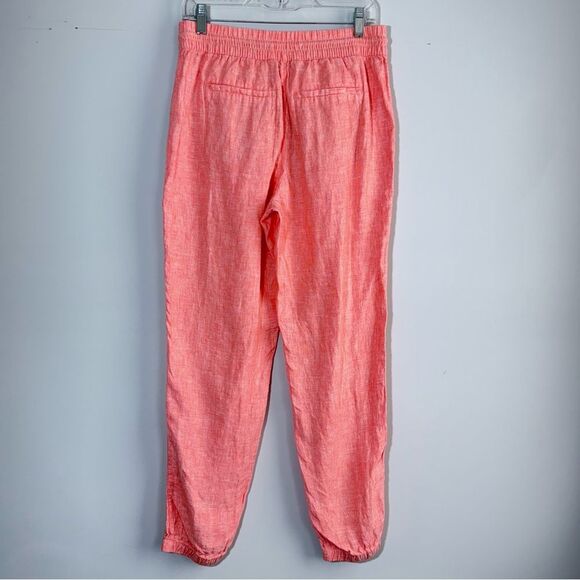 Athleta Retreat Linen Jogger Pants in Calla Sunset Orange Coral 531704 Size 6 - Picture 7 of 16